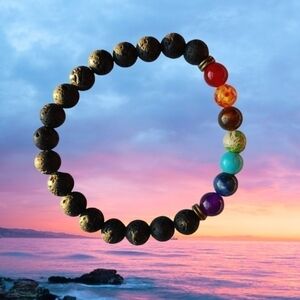 7 Chakra Lava Stone Bracelet